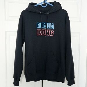 Godzilla Vs. Kong Hoodie Skyline Movie Poster Pullover Black Men's Medium NICE